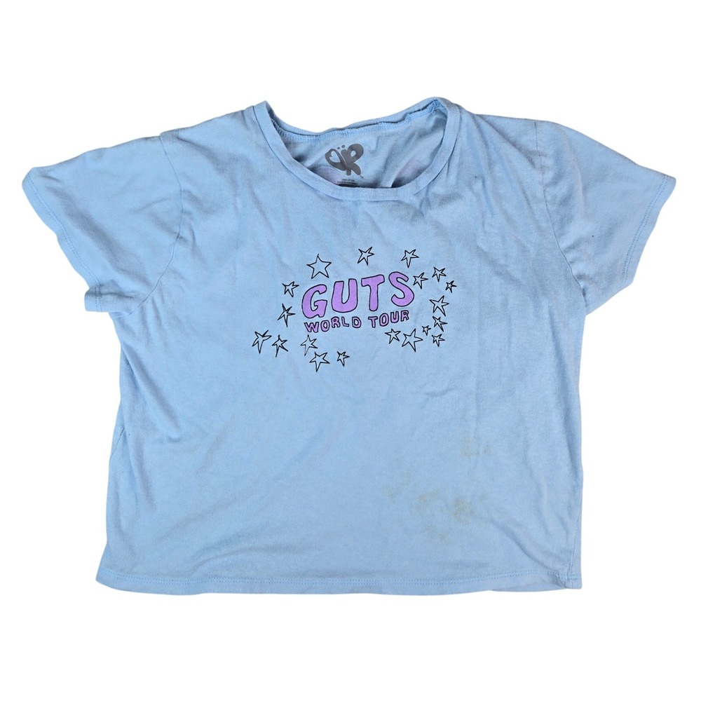 Olivia Rodrigo GUTS World Tour Blue Graphic Baby Tee Crop Top XXL